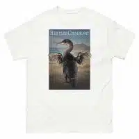 Fine art illustration of a Flightless Cormorant printed on a high-quality 100% unisex cotton t-shirt.