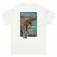 Fine art illustration of a Marine Iguana printed on a high-quality 100% unisex cotton t-shirt.