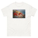 Fine art illustration of a Sally Lightfoot Crab printed on a high-quality 100% unisex cotton t-shirt.