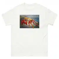 Fine art illustration of a Sally Lightfoot Crab printed on a high-quality 100% unisex cotton t-shirt.