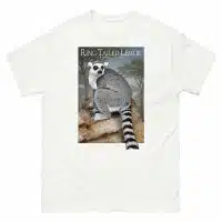 Fine art illustration of a Ring-Tailed Lemur printed on a high-quality 100% unisex cotton t-shirt.