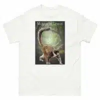 Fine art illustration of a Mongoose Lemur printed on a high-quality 100% unisex cotton t-shirt.