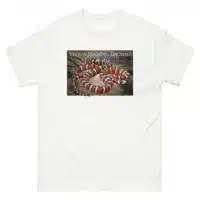 Fine art illustration of a Sonoran Mountain Kingsnake printed on a high-quality 100% unisex cotton t-shirt.