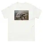 Fine art illustration of a Chatham Island Giant Tortoise printed on a high-quality 100% unisex cotton t-shirt.