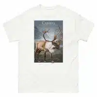 Fine art illustration of a Caribou printed on a high-quality 100% unisex cotton t-shirt.