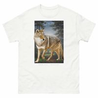 Fine art illustration of a Coyote (Canis latrans) printed on a high-quality 100% unisex cotton t-shirt.