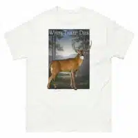 Fine art illustration of a White-Tailed Deer printed on a high-quality 100% unisex cotton t-shirt.