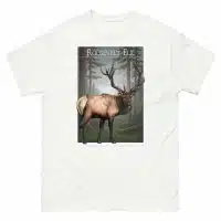 Fine art illustration of a Roosevelt Elk printed on a high-quality 100% unisex cotton t-shirt.