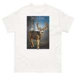 Fine art illustration of a Mule Deer printed on a high-quality 100% unisex cotton t-shirt.