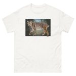 Fine art illustration of a Bobcat printed on a high-quality 100% unisex cotton t-shirt.