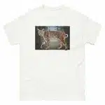 Fine art illustration of a Bobcat printed on a high-quality 100% unisex cotton t-shirt.