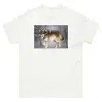 Fine art illustration of a Gray Wolf printed on a high-quality 100% unisex cotton t-shirt.