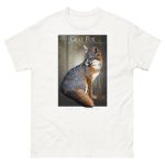 Fine art illustration of a Gray Fox printed on a high-quality 100% unisex cotton t-shirt.