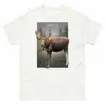 Fine art illustration of a Moose or Elk printed on a high-quality 100% unisex cotton t-shirt.