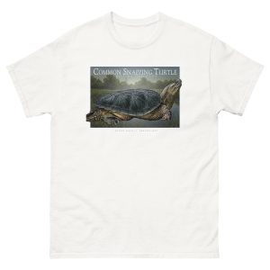 Fine art illustration of a Common Snapping Turtle printed on a high-quality 100% unisex cotton t-shirt.
