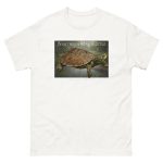 Fine art illustration of a Northern Map Turtle printed on a high-quality 100% unisex cotton t-shirt.