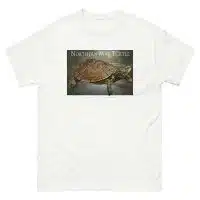 Fine art illustration of a Northern Map Turtle printed on a high-quality 100% unisex cotton t-shirt.