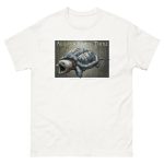 Fine art illustration of an Alligator Snapping Turtle printed on a high-quality 100% unisex cotton t-shirt.