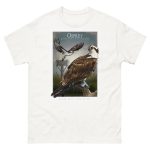 Fine art illustration of an Osprey printed on a high-quality 100% unisex cotton t-shirt.