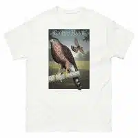 Fine art illustration of a Cooper's Hawk printed on a high-quality 100% unisex cotton t-shirt.