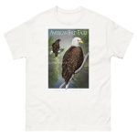 Fine art illustration of an American Bald Eagle printed on a high-quality 100% unisex cotton t-shirt.