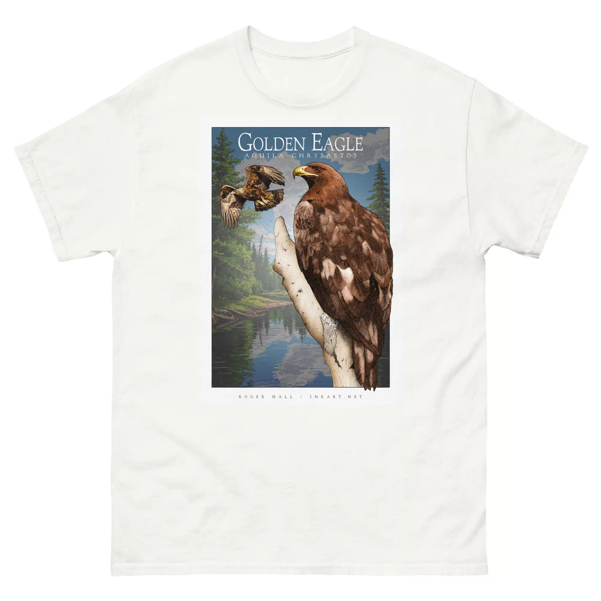 Golden Eagle unisex-classic-tee-white Fine art illustration of a Golden Eagle printed on a high-quality 100% unisex cotton t-shirt.