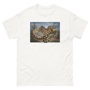 Fine art illustration of a Sonoran Gopher Snake printed on a high-quality 100% unisex cotton t-shirt.