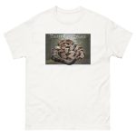 Fine art illustration of a Timber Rattlesnake printed on a high-quality 100% unisex cotton t-shirt.