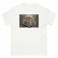 Fine art illustration of a Timber Rattlesnake printed on a high-quality 100% unisex cotton t-shirt.