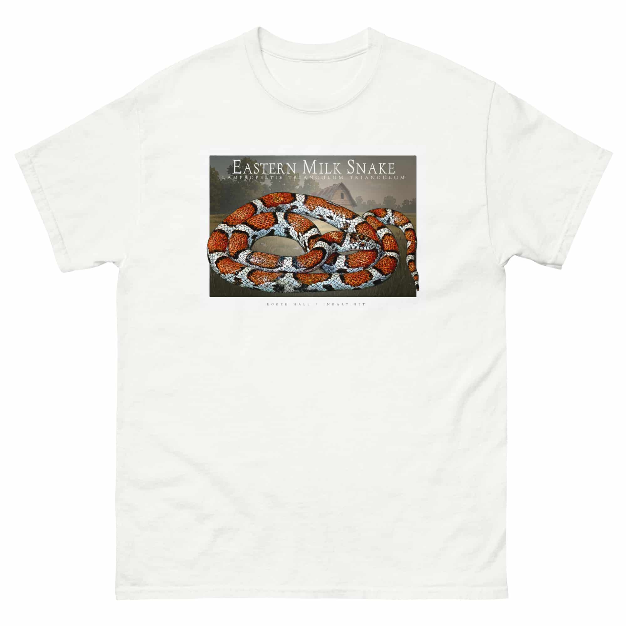 Eastern Milk Snake unisex-classic-tee-white Fine art illustration of an Eastern Milk Snake printed on a high-quality 100% unisex cotton t-shirt.