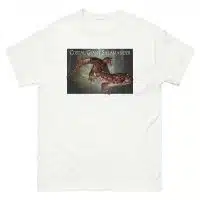 Fine art illustration of a Coastal Giant Salamander printed on a high-quality 100% unisex cotton t-shirt.