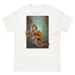 Fine art illustration of a Giant Pacific Octopus printed on a high-quality 100% unisex cotton t-shirt.