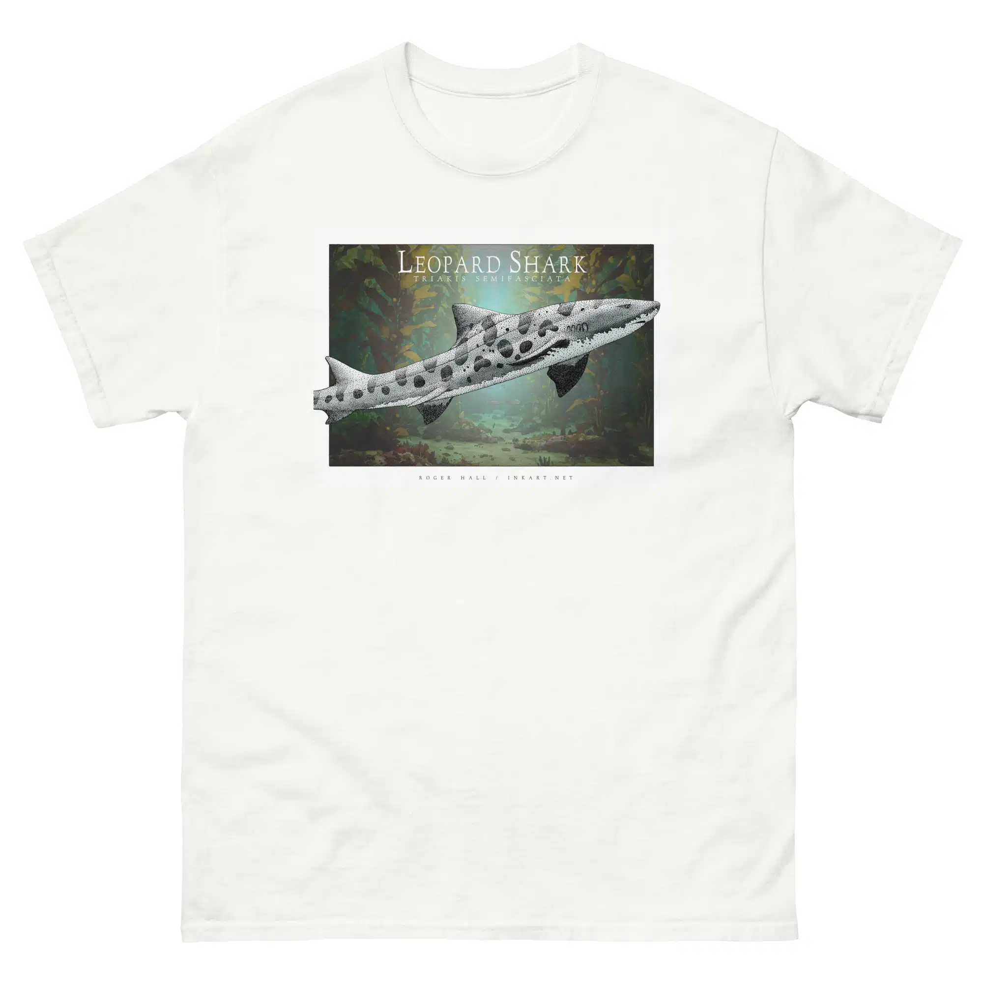 Leopard Shark unisex-classic-tee-white Fine art illustration of a Leopard Shark printed on a high-quality 100% unisex cotton t-shirt.