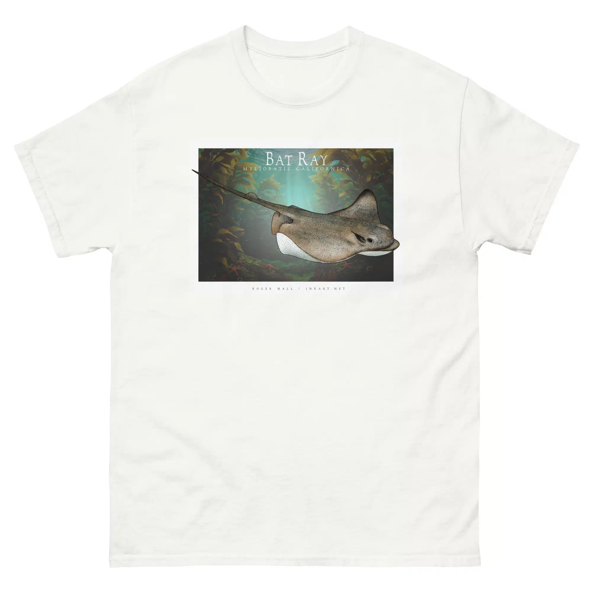 Bat Ray unisex-classic-tee-white Fine art illustration of a Bat Ray printed on a high-quality 100% unisex cotton t-shirt.