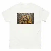 Fine art illustration of an Angonoka tortoise printed on a high-quality 100% unisex cotton t-shirt.