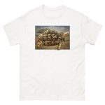 Fine art illustration of a Leopard Tortoise printed on a high-quality 100% unisex cotton t-shirt.