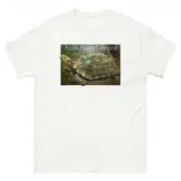 Fine art illustration of an Asian Forest Tortoise printed on a high-quality 100% unisex cotton t-shirt.