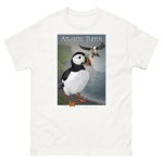 Fine art illustration of an Atlantic Puffin printed on a high-quality 100% unisex cotton t-shirt.