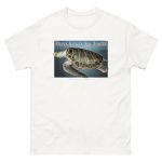 Fine art illustration of an Olive Ridley Sea Turtle printed on a high-quality 100% unisex cotton t-shirt.