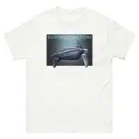 Fine art illustration of a Leatherback Sea Turtle printed on a high-quality 100% unisex cotton t-shirt.